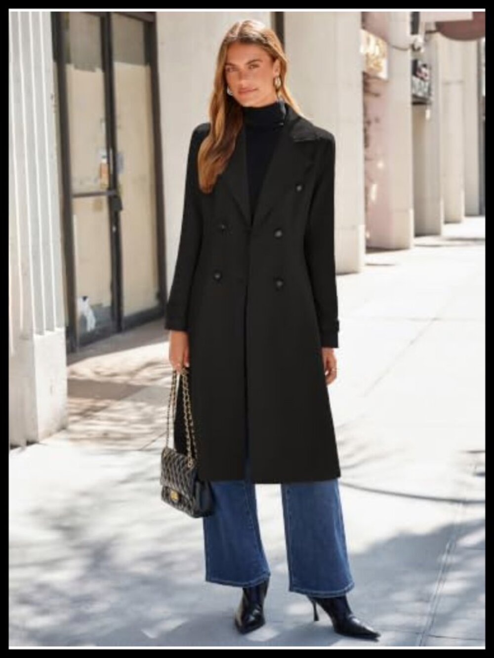 Oversized Long Trench Coat Double Breasted Winter Jacket - Picture 5 of 6
